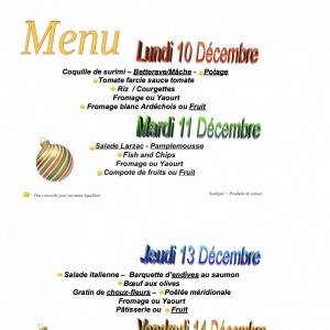 menu du 10 au 14 decembre